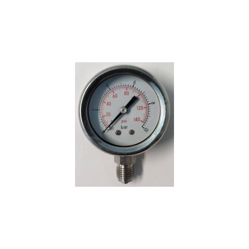 Stainless steel pressure gauge 10 Bar diameter dn 50mm bottom