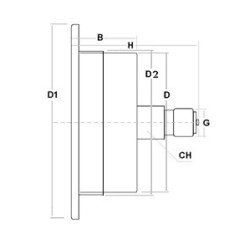 Manometro 1,6 Bar diametro dn 40mm con flangia