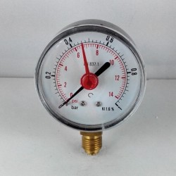 Dry pressure gauge 1 Bar diameter dn 63mm  bottom