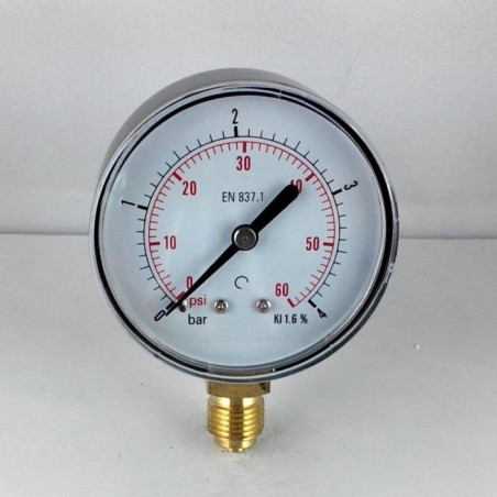 Dry pressure gauge 4 Bar diameter dn 63mm  bottom