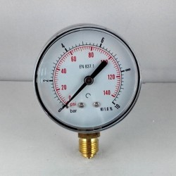 Dry pressure gauge 10 Bar diameter dn 63mm  bottom