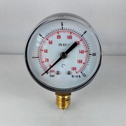 Dry pressure gauge 12 Bar diameter dn 63mm  bottom