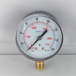Dry pressure gauge 160 Bar diameter dn 63mm  bottom