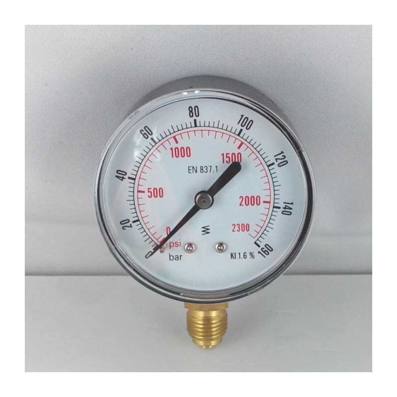 Dry pressure gauge 160 Bar diameter dn 63mm bottom Dry pressure gauge 160 Bar diameter dn 63mm bottom