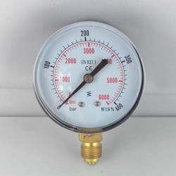 Dry pressure gauge 400 Bar diameter dn 63mm  bottom