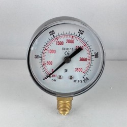 Dry pressure gauge 250 Bar diameter dn 63mm  bottom