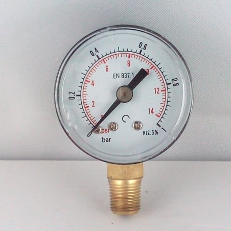 Dry pressure gauge 1 Bar diameter dn 40mm bottom