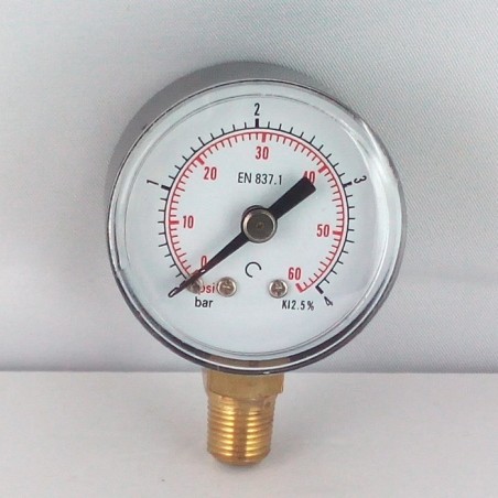 Dry pressure gauge 4 Bar diameter dn 40mm bottom