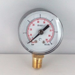Dry pressure gauge 6 Bar diameter dn 40mm bottom