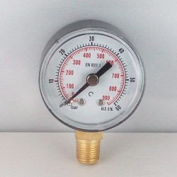 Dry pressure gauge 60 Bar diameter dn 40mm bottom