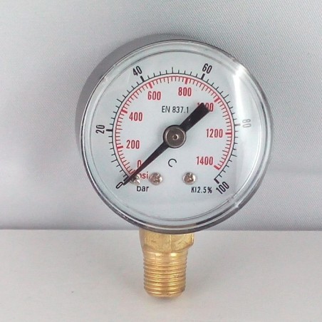 Dry pressure gauge 100 Bar diameter dn 40mm bottom