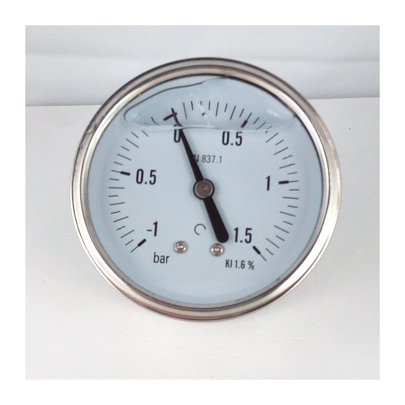 Glycerine filled vacuum gauge -1+1,5 Bar diameter dn 63mm back Glycerine filled vacuum gauge -1+1,5 Bar diameter dn 63mm back