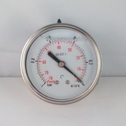 Glycerine filled vacuum gauge -1 Bar diameter dn 63mm back