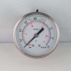 Glycerine filled pressure gauge 1,6 Bar diameter dn 63mm back