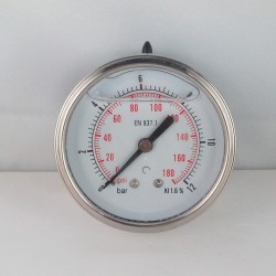 Glycerine filled pressure gauge 12 Bar diameter dn 63mm back