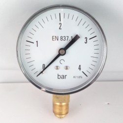 Dry pressure gauge 4 Bar diameter dn 80mm bottom connection