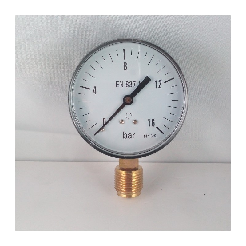 Dry pressure gauge 16 Bar diameter dn 80mm  bottom 1/2"bsp