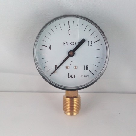 Dry pressure gauge 16 Bar diameter dn 80mm  bottom 1/2"bsp