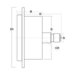 -1 Bar vuotometro glicerina flangia diametro dn 63mm