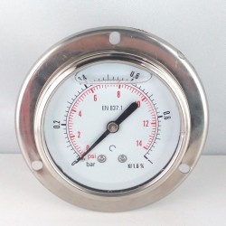 1 Bar glycerine filled pressure gauge flanged diameter dn 63mm