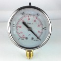 Glycerine filled pressure gauge -1 Bar diameter dn 63mm bottom