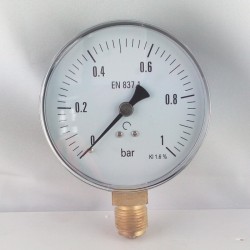 Dry pressure gauge 1 Bar diameter dn 100mm  bottom