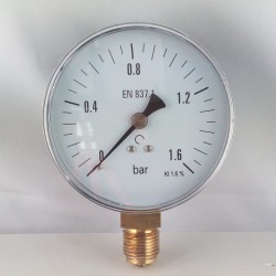 Dry pressure gauge 1,6 Bar diameter dn 100mm  bottom