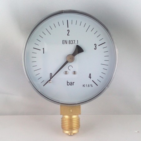 Dry pressure gauge 4 Bar diameter dn 100mm  bottom