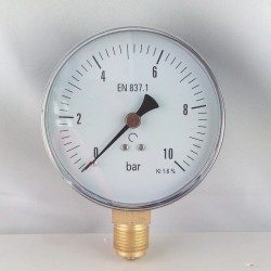 Dry pressure gauge 10 Bar diameter dn 100mm bottom