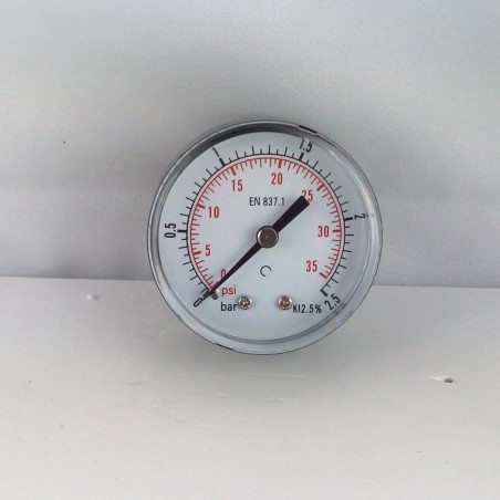 Dry pressure gauge 2,5 Bar diameter dn 50mm back 1/4"Bsp