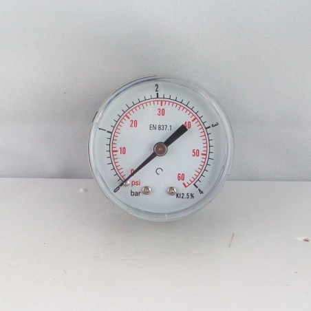 Dry pressure gauge 4 Bar diameter dn 50mm back 1/4"Bsp