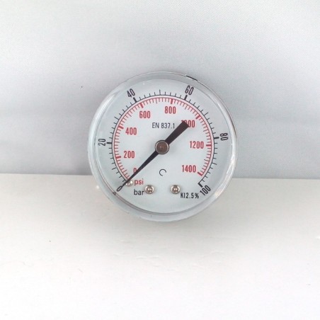 Dry pressure gauge 100 Bar diameter dn 50mm back 1/4"Bsp