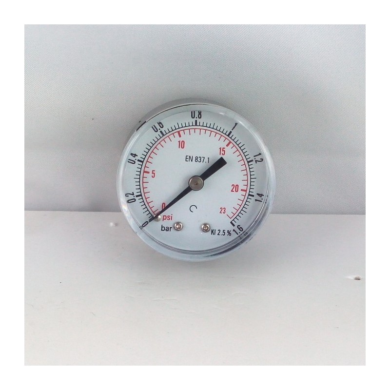 Dry pressure gauge 1,6 Bar diameter dn 50mm back 1/8"Bsp Dry pressure gauge 1,6 Bar diameter dn 50mm back 1/8"Bsp