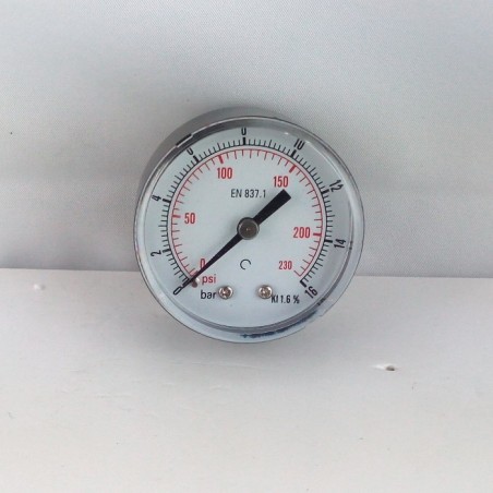 Dry pressure gauge 16 Bar diameter dn 50mm back 1/8"Bsp