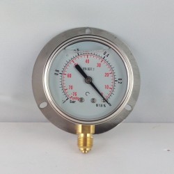 -1 Bar glycerine filled vacuum gauge 63 wall flange dn 63mm