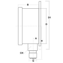 -1+1,5 Bar manovuotometro glicerina flangia a parete dn 63mm