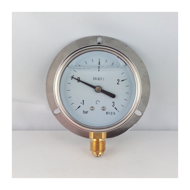 -1+3 Bar glycerine filled compound gauge 63 wall flange dn 63mm -1+3 Bar glycerine filled compound gauge 63 wall flange dn 63mm