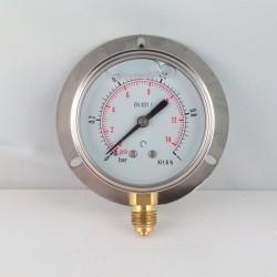 1 Bar glycerine filled pressure gauge 63 wall flange dn 63mm