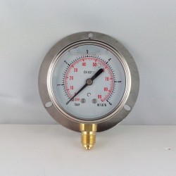 6 Bar glycerine filled pressure gauge 63 wall flange dn 63mm
