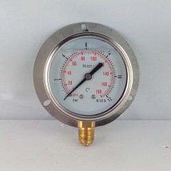 12 Bar glycerine filled pressure gauge 63 wall flange dn 63mm