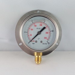 25 Bar glycerine filled pressure gauge 63 wall flange dn 63mm