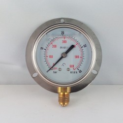 40 Bar glycerine filled pressure gauge 63 wall flange dn 63mm