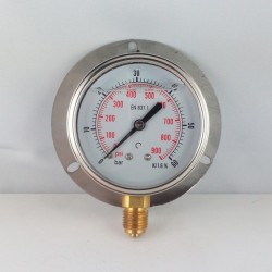 60 Bar glycerine filled pressure gauge 63 wall flange dn 63mm