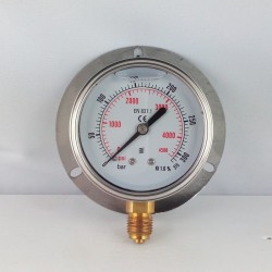 315 Bar glycerine filled pressure gauge 63 wall flange dn 63mm