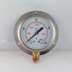 400 Bar glycerine filled pressure gauge 63 wall flange dn 63mm