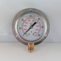 600 Bar glycerine filled pressure gauge 63 wall flange dn 63mm