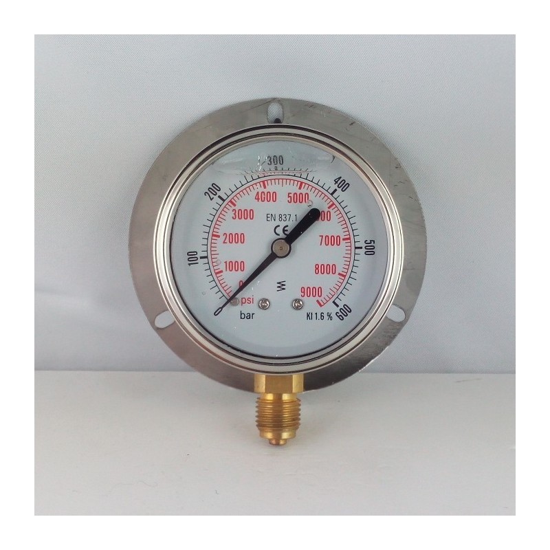 600 Bar manometro glicerina flangia a parete dn 63mm 600 Bar manometro glicerina flangia a parete dn 63mm