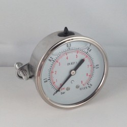 0,6 Bar glycerine filled pressure gauge u-clamp diameter dn 63mm