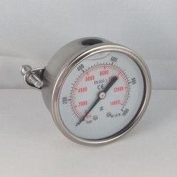 1000 Bar glycerine filled pressure gauge u-clamp diameter dn 63mm