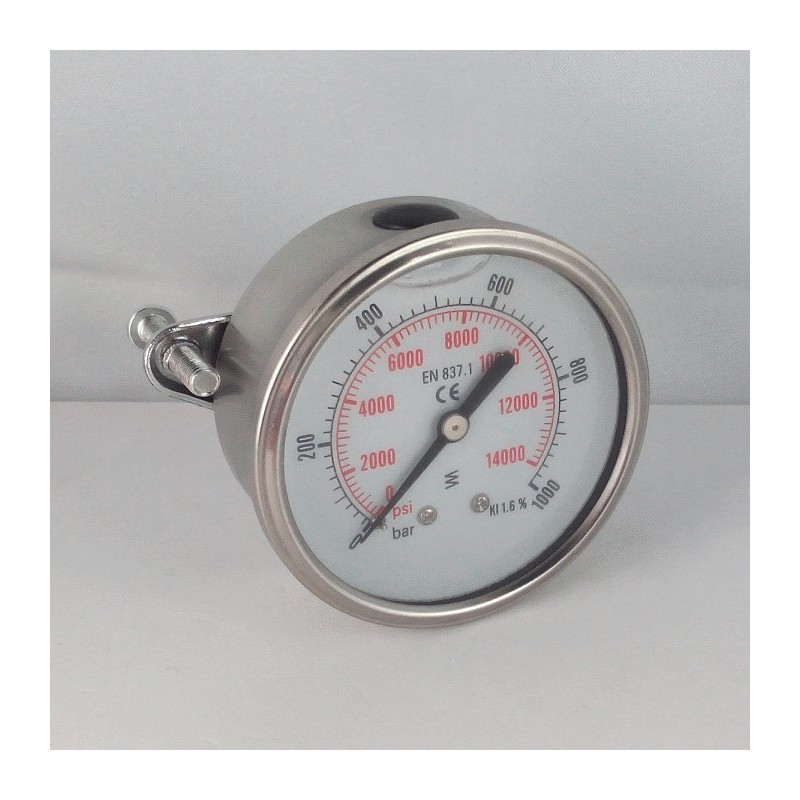 1000 Bar glycerine filled pressure gauge u-clamp diameter dn 63mm 1000 Bar glycerine filled pressure gauge u-clamp diameter dn 63mm